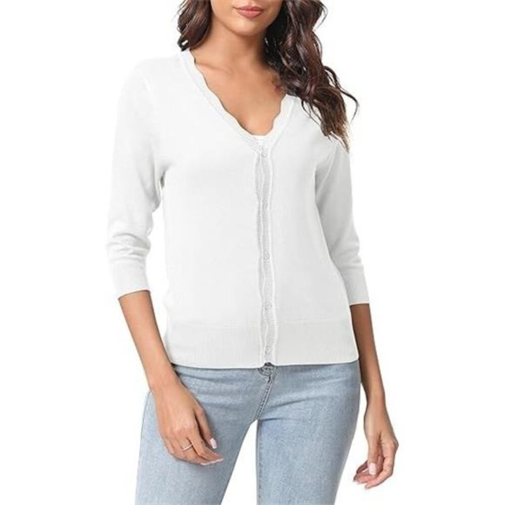 NEW- Urban CoCo 3/4 Sleeve Solid V-Neck Cardigan Sweater- Women's M
